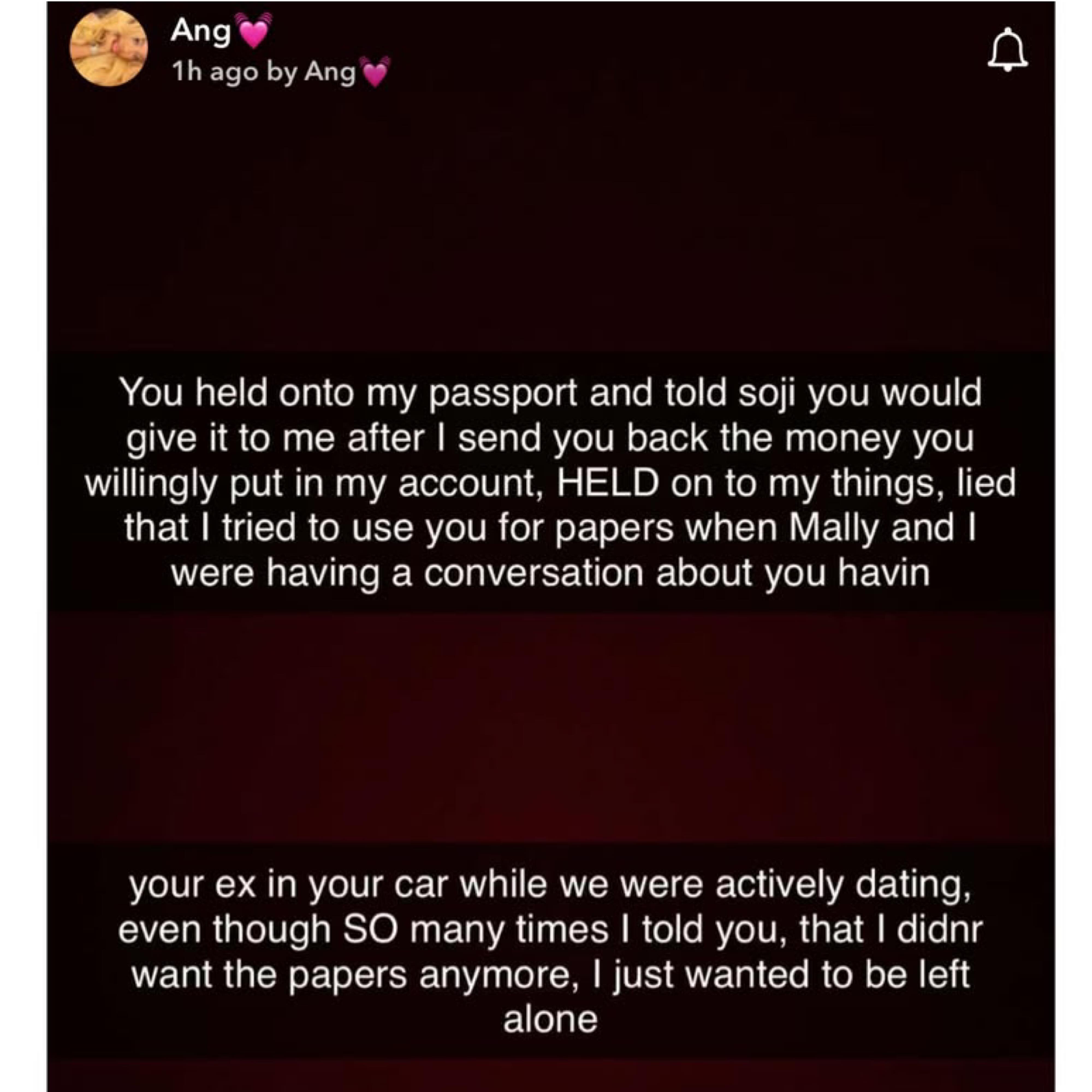 ?Let my mother go? - BBNaija star, Angel accuses estranged wife of getting her mum arrested over car dispute