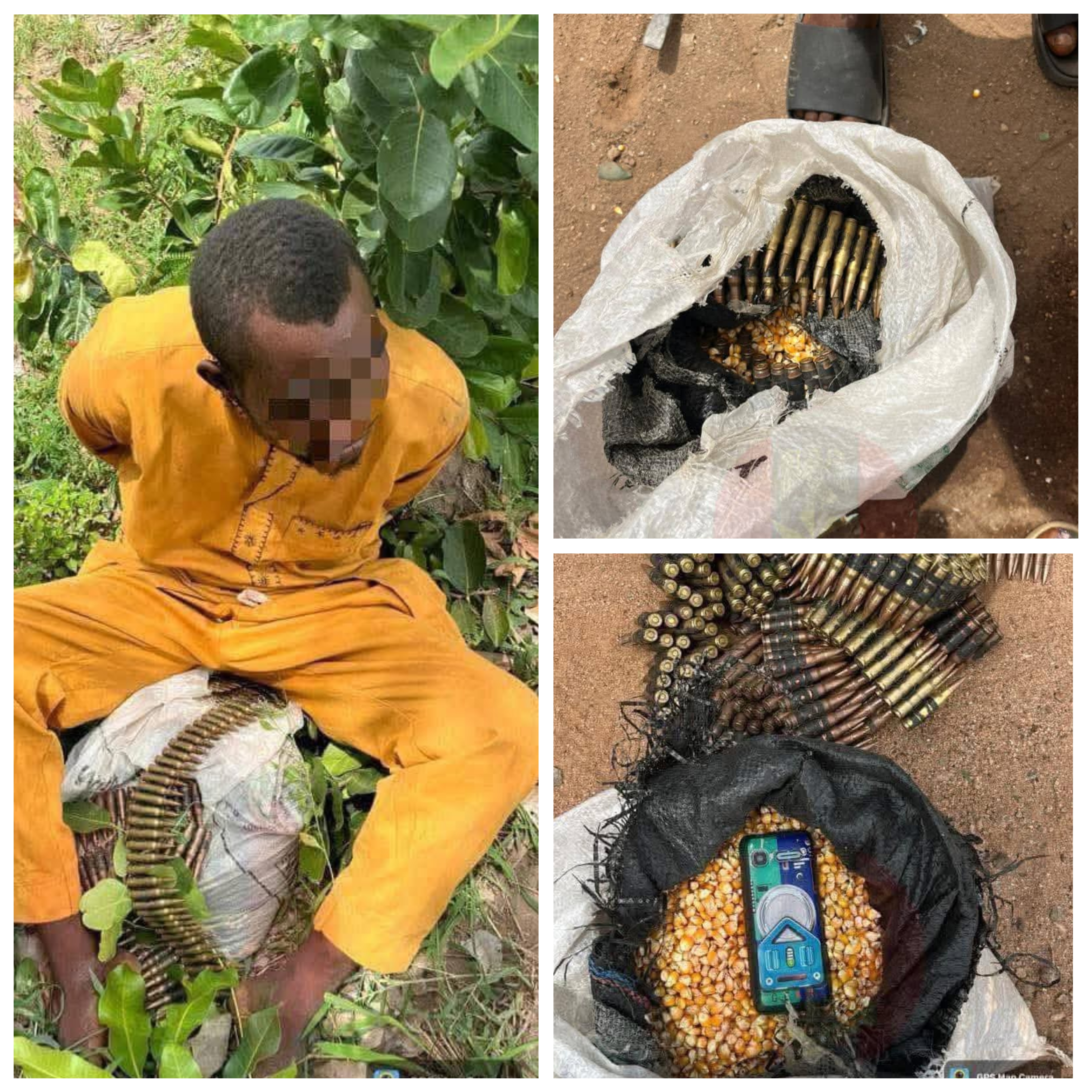 Army arrests terrorist courier with 500 rounds of ammunition hidden inside bag of maize in Kogi