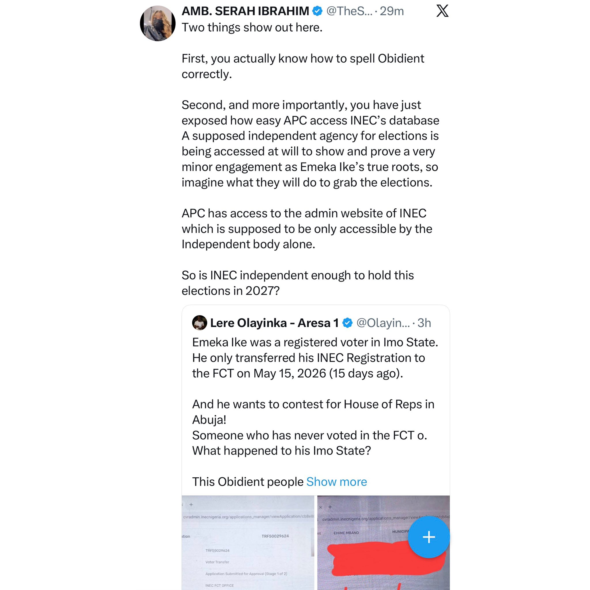 Nigerians raise alarm over FCT Minister Nyesom Wike?s spokesperson allegedly having access to INEC?s admin page and violating data privacy law