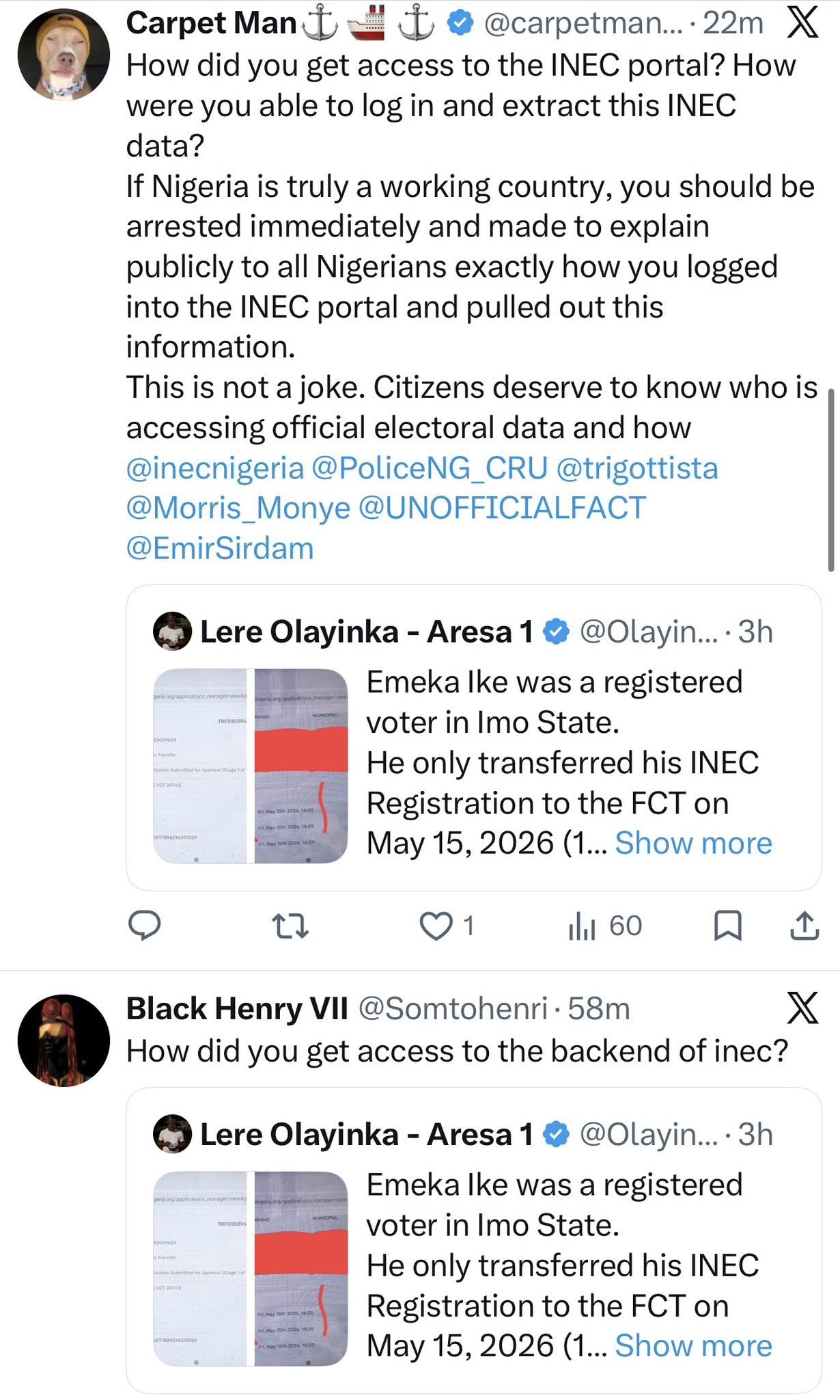 Nigerians raise alarm over FCT Minister Nyesom Wike?s spokesperson allegedly having access to INEC?s admin page and violating data privacy law
