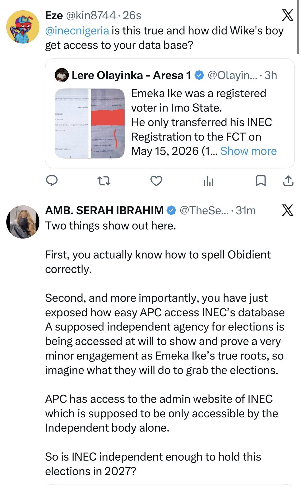 Nigerians raise alarm over FCT Minister Nyesom Wike?s spokesperson allegedly having access to INEC?s admin page and violating data privacy law