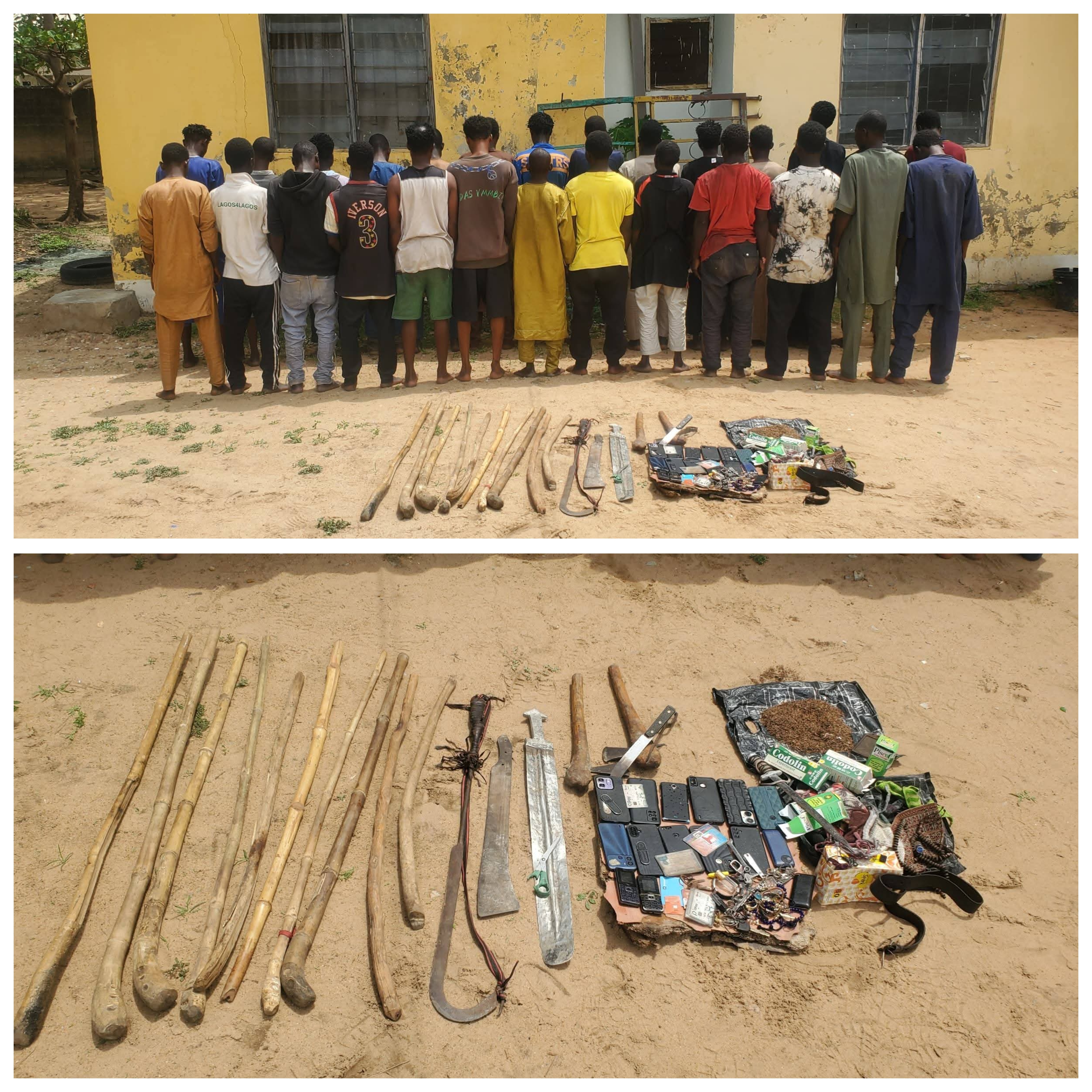 Police arrest 27 suspected thugs, recover dangerous weapons in Niger State