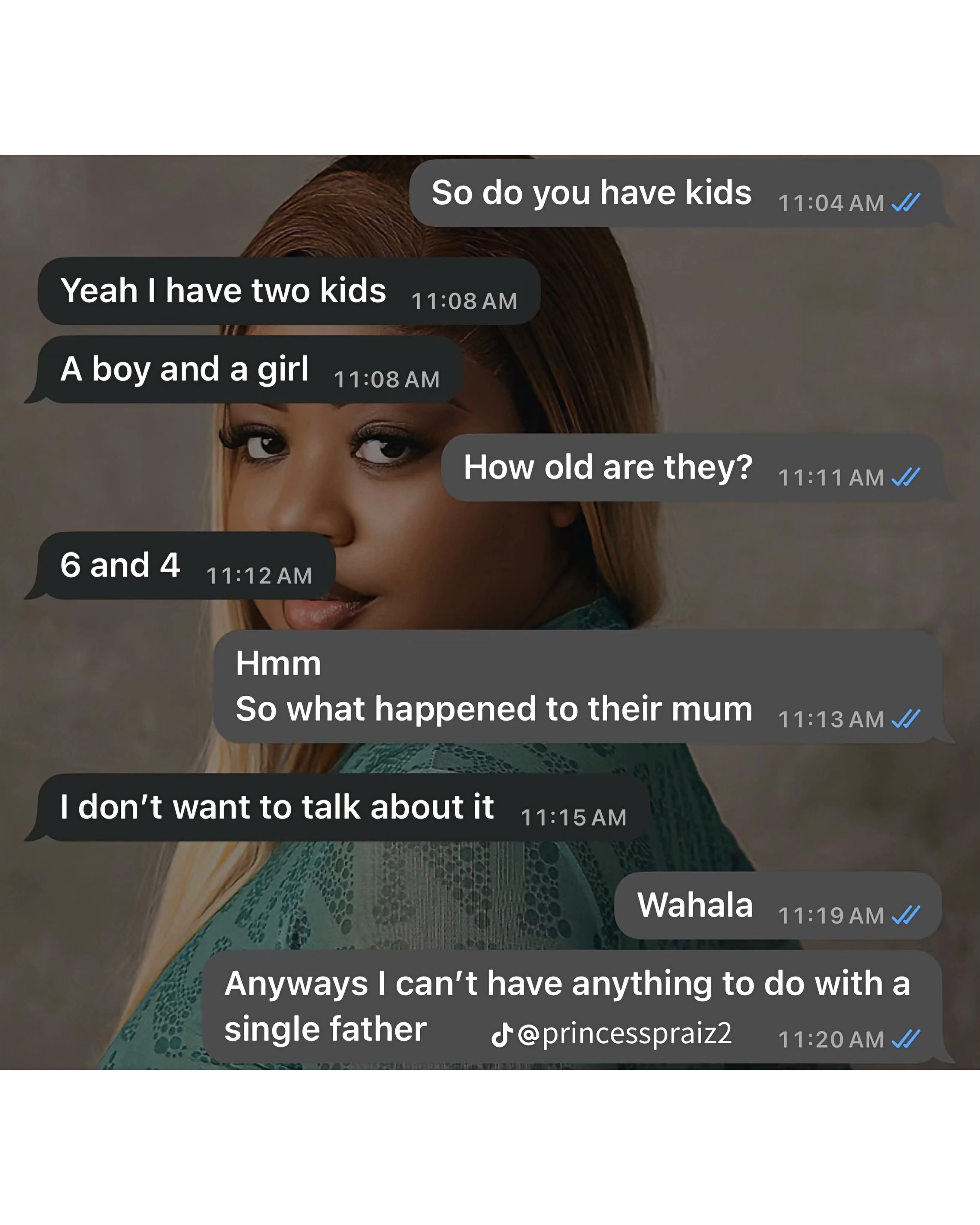 Woman shares message she received from a single father after she rejected his advances