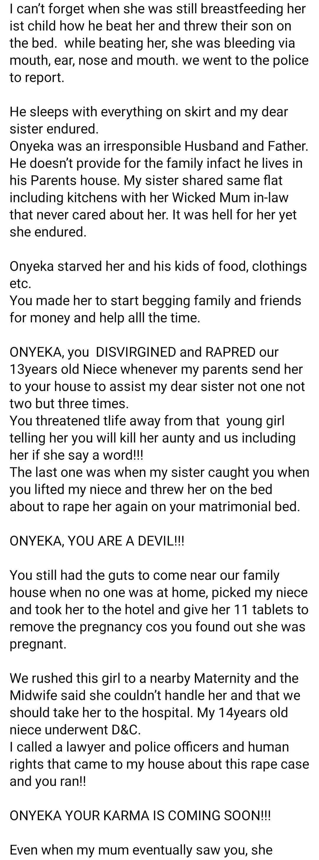 Woman calls out late sister