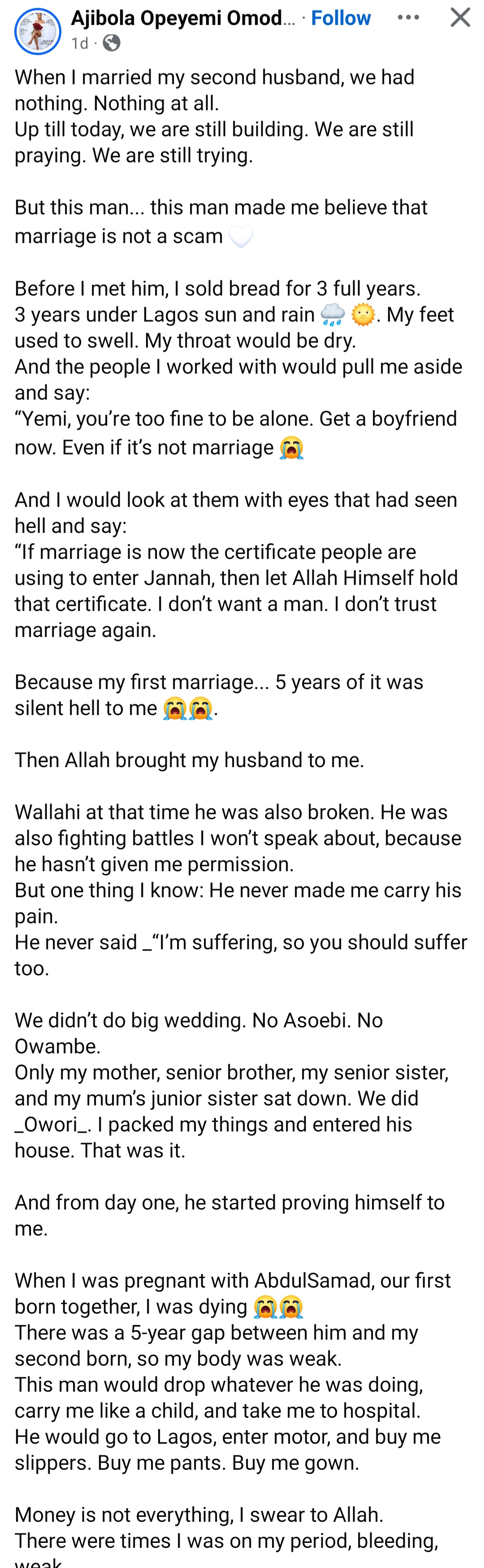 Woman who had given up on marriage shares why her marriage to her second husband has lasted despite him having nothing