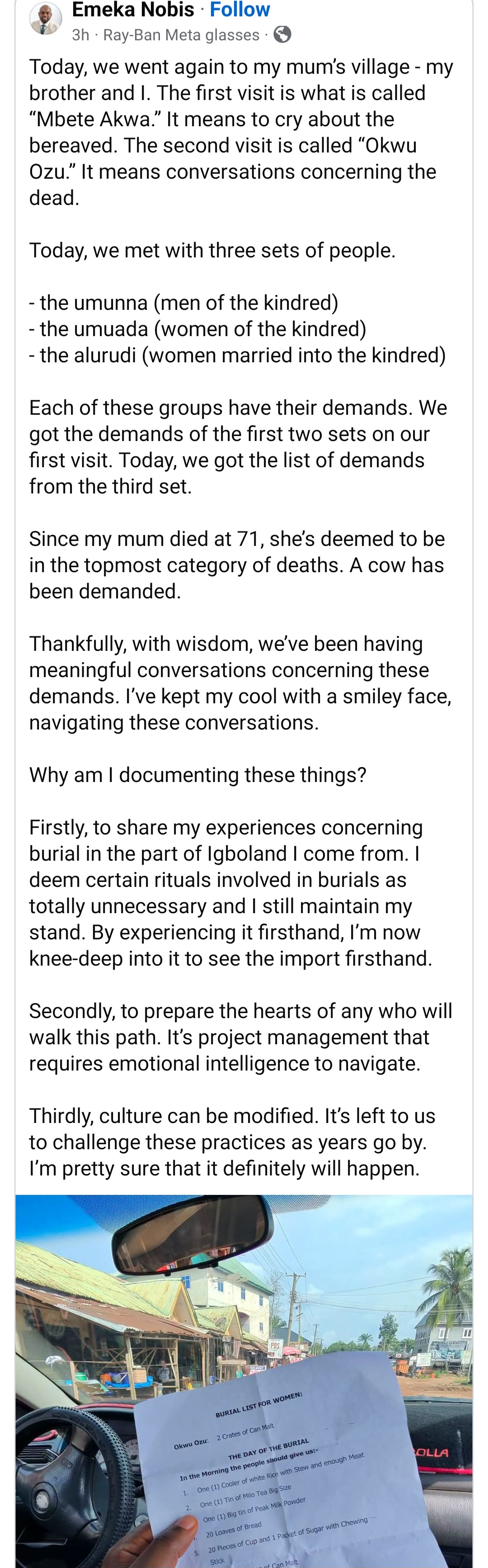 Man who lost his mum after cancer battle shares list of demands from village group