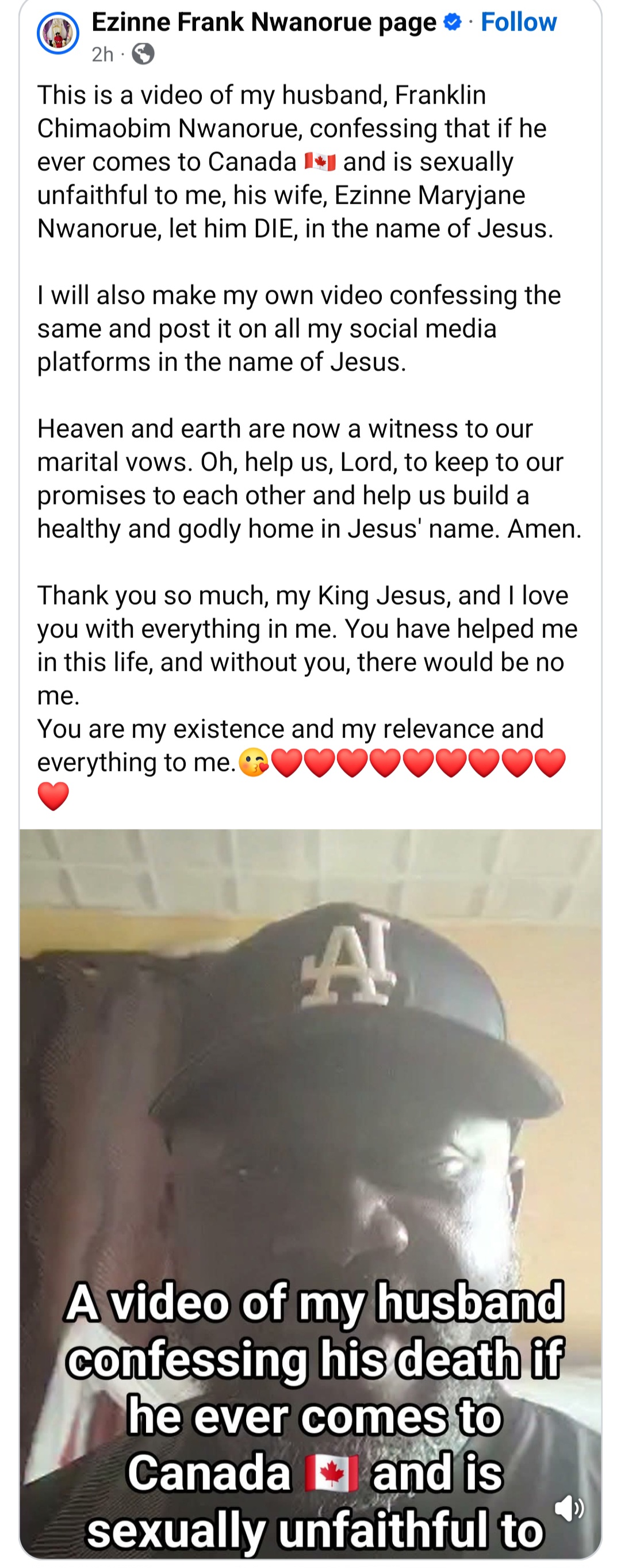 Husband agrees to his Canada-based wife