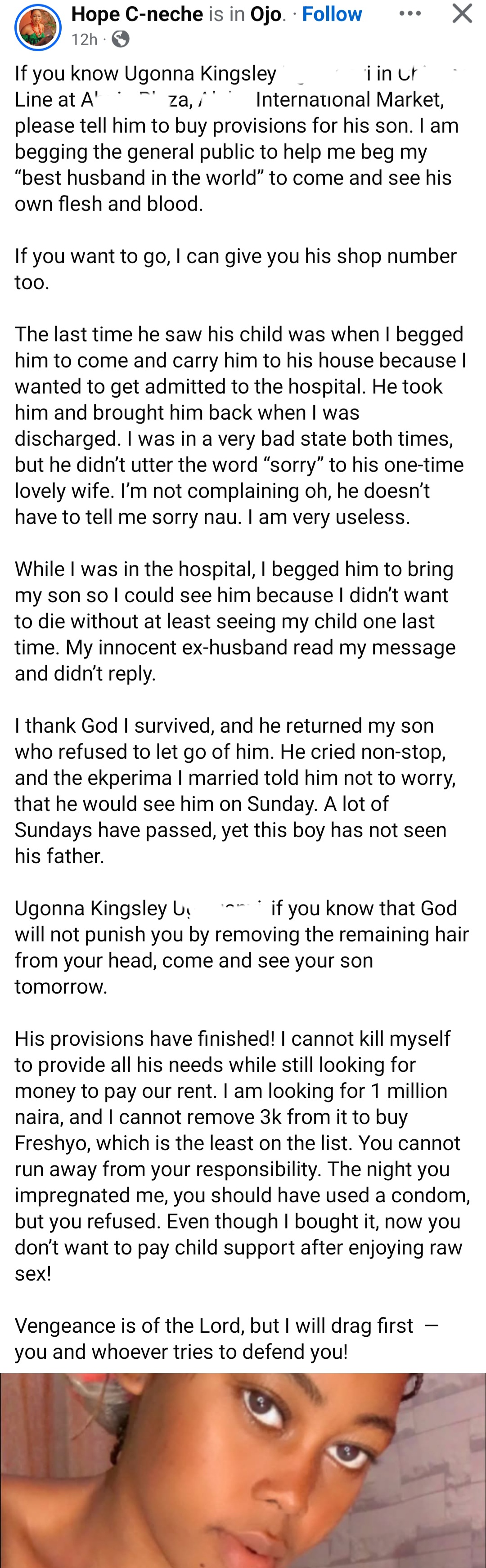 Woman calls out her baby daddy for allegedly refusing to see their son or provide for him