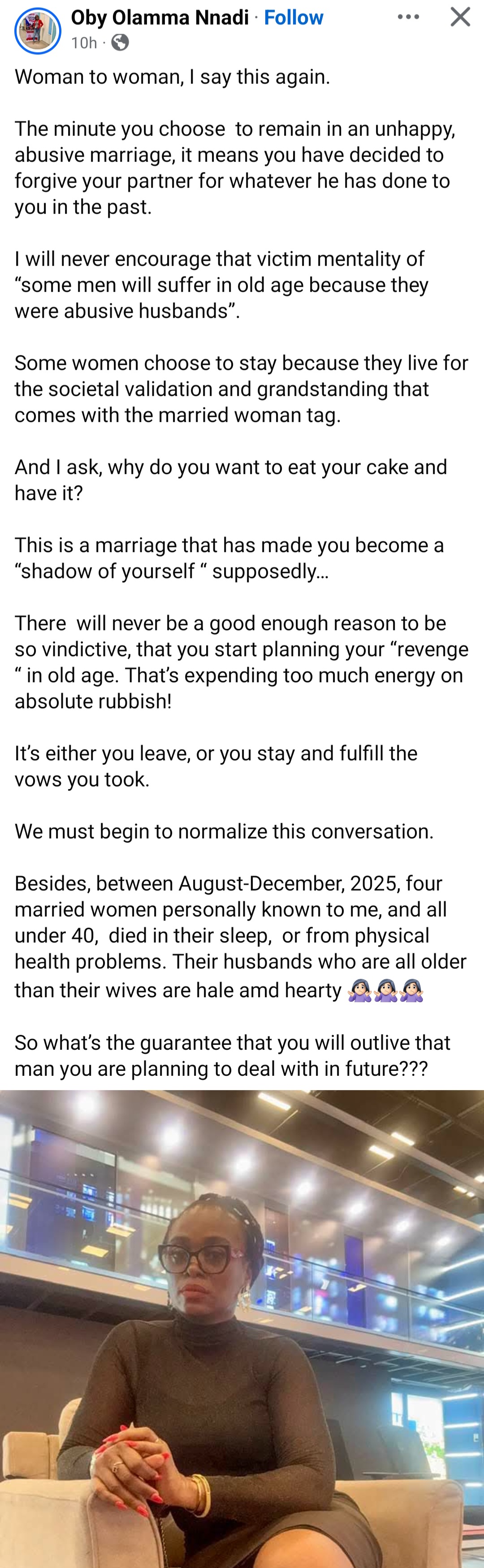 Radio doctor addresses women in relationships who are enduring with the hope of taking revenge when their husbands are old and frail