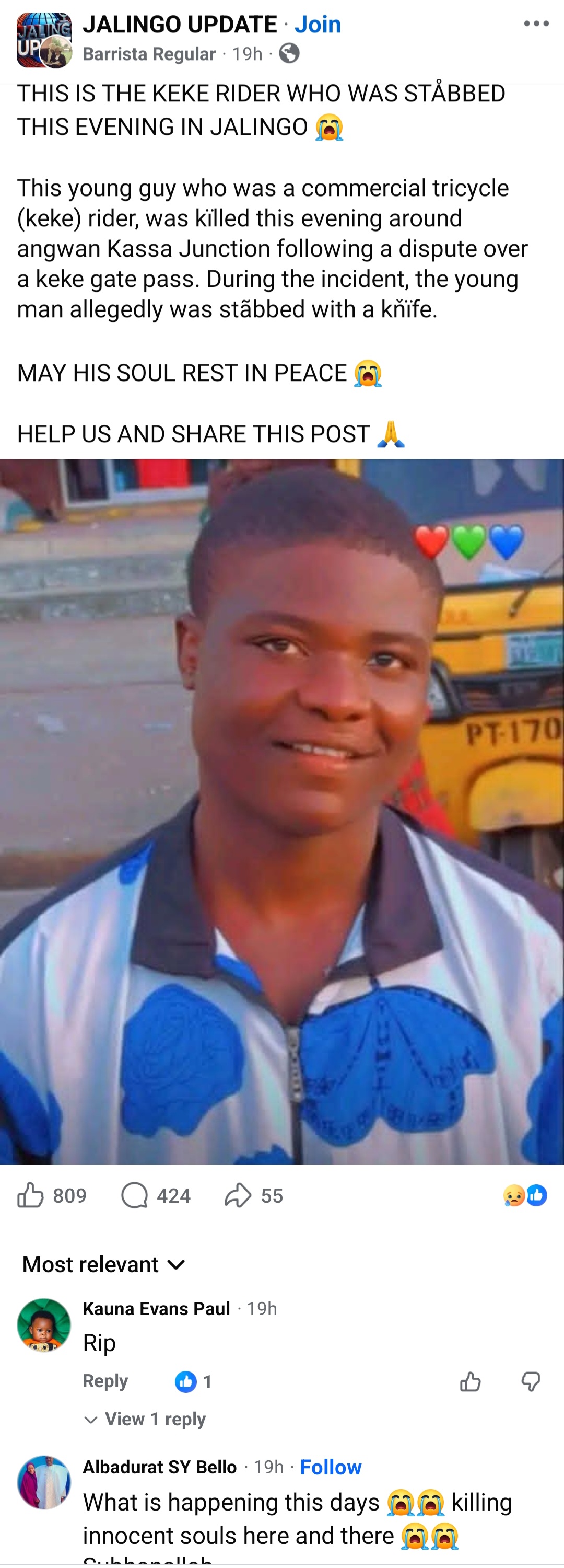 Keke pass distributor stabbed to de@th over ticket dispute, 2 arrested in connection to the k!lling